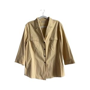 Elena Miro Button Up Utility Shirt Womens Size 45 (XL) 3/4 Sleeves Notched Lapel